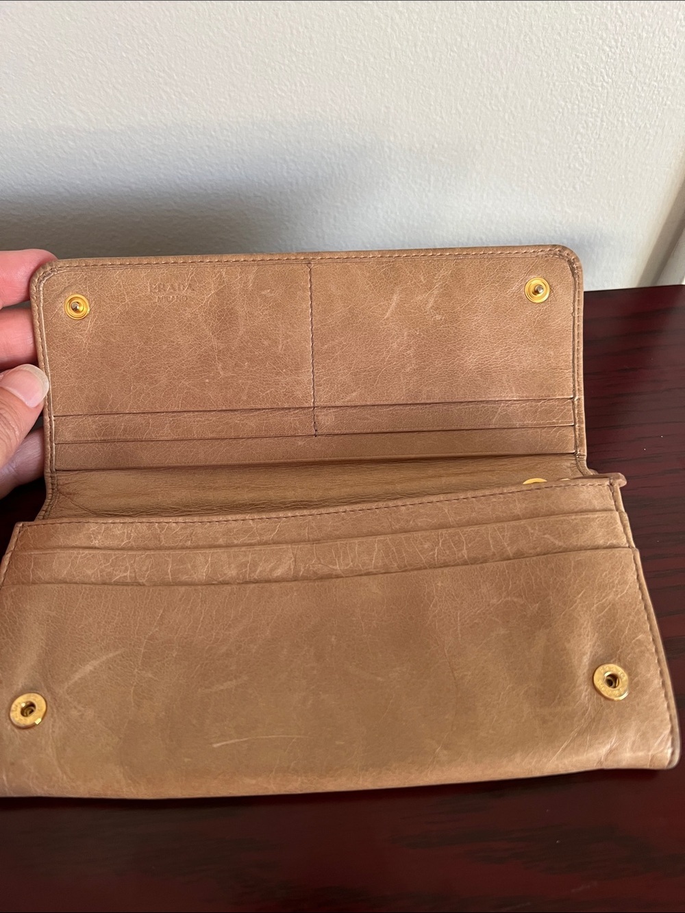 Prada Tan Leather Clutch with Gold Hardware - Picture 5 of 16
